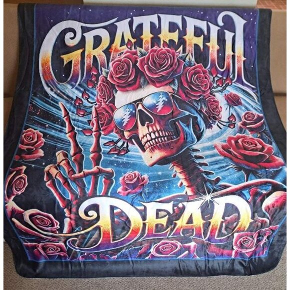 Grateful Dead Other - New Bertha Galaxy Grateful Dead Plush Fleece Throw Gift Blanket Skeleton Roses